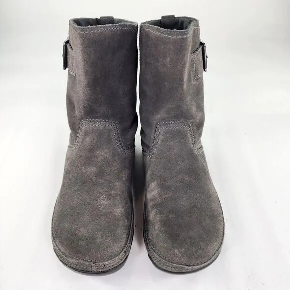 Fitflop Womens Superboot Wobble Board Hi US 9 Gray Suede Pull-On Ankle Boots