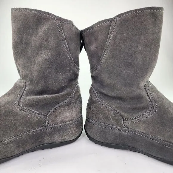 Fitflop Womens Superboot Wobble Board Hi US 9 Gray Suede Pull-On Ankle Boots