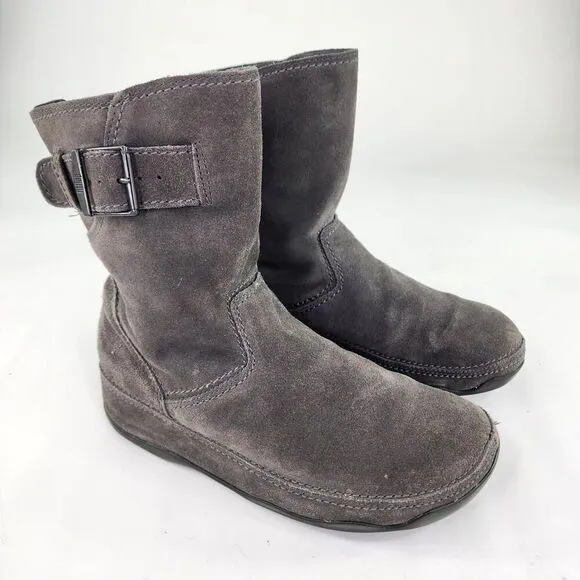 Fitflop Womens Superboot Wobble Board Hi US 9 Gray Suede Pull-On Ankle Boots