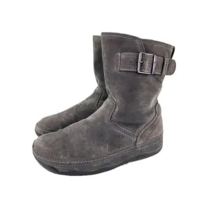 Fitflop Womens Superboot Wobble Board Hi US 9 Gray Suede Pull-On Ankle Boots