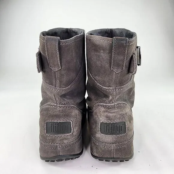Fitflop Womens Superboot Wobble Board Hi US 9 Gray Suede Pull-On Ankle Boots