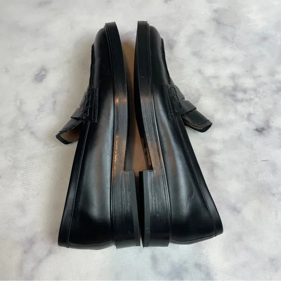 Flattered Sara Black Leather Penny Loafers