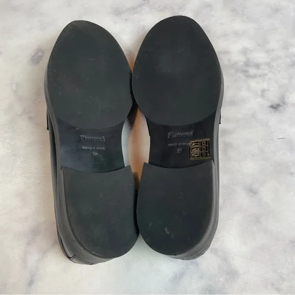 Flattered Sara Black Leather Penny Loafers