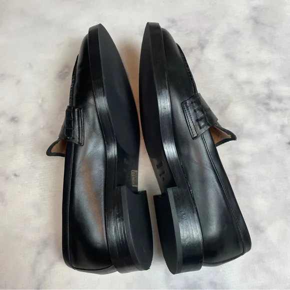 Flattered Sara Black Leather Penny Loafers