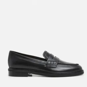 Flattered Sara Black Leather Penny Loafers