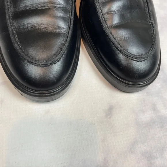 Flattered Sara Black Leather Penny Loafers