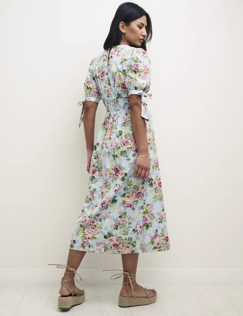 Floral Esme Broderie Anglaise Midi Tea Dress