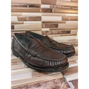 Florsheim Berkley Penny Loafers Mens 10D Mock Toe Brown Slide On Leather