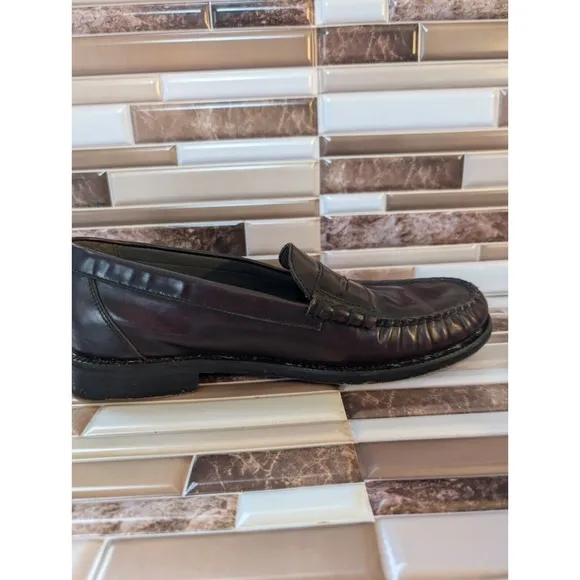 Florsheim Berkley Penny Loafers Mens 10D Mock Toe Brown Slide On Leather