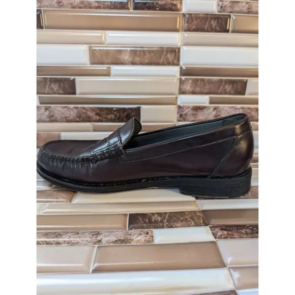 Florsheim Berkley Penny Loafers Mens 10D Mock Toe Brown Slide On Leather