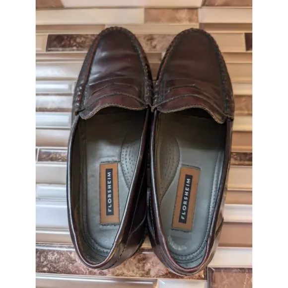 Florsheim Berkley Penny Loafers Mens 10D Mock Toe Brown Slide On Leather