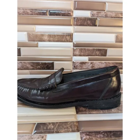 Florsheim Berkley Penny Loafers Mens 10D Mock Toe Brown Slide On Leather
