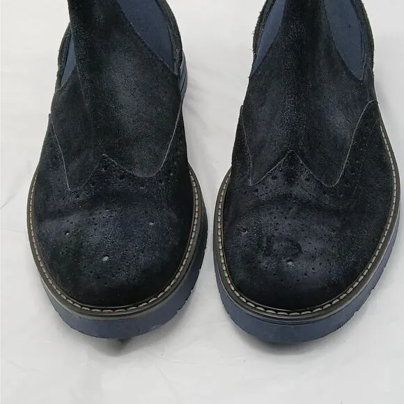 Florsheim Italy Chelsea Ankle Boots Men's 11 Dark Blue Suede Pull On Grunge