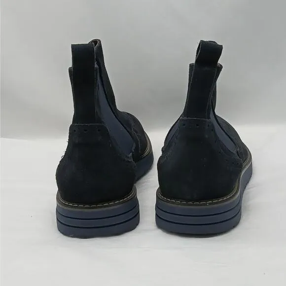Florsheim Italy Chelsea Ankle Boots Men's 11 Dark Blue Suede Pull On Grunge