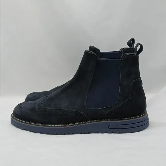 Florsheim Italy Chelsea Ankle Boots Men's 11 Dark Blue Suede Pull On Grunge