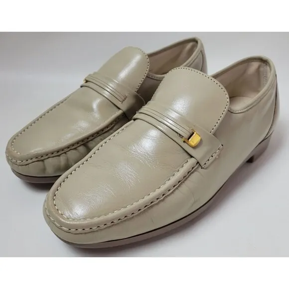 Florsheim Mens Riva Beige Leather Moc Toe Loafers 17088 Sz 12 3E