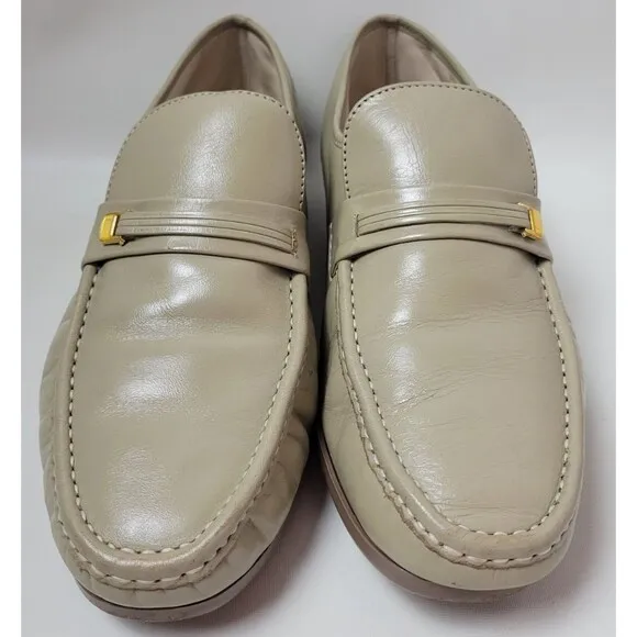 Florsheim Mens Riva Beige Leather Moc Toe Loafers 17088 Sz 12 3E