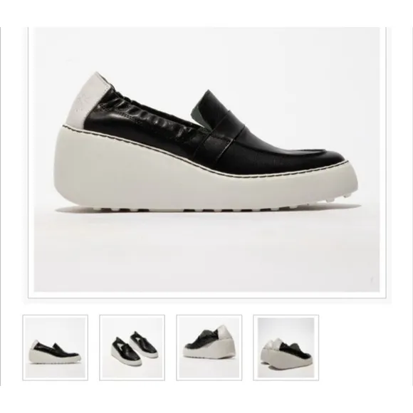 Fly London Duli620fly Womens Black Platform Loafers EU 39 US 8.5 EUC