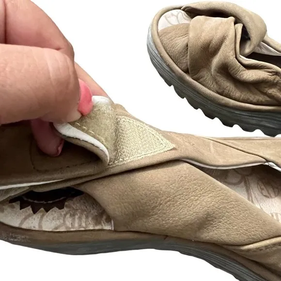 Fly London Taupe Womens Nubuck Suede Wedge Sandals Size 8