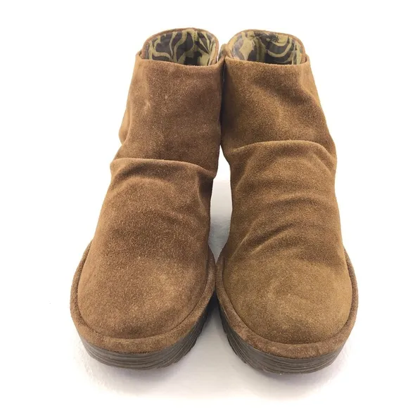 Fly London Yebi Leather Wedge Booties EUR 39