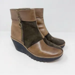 Fly London Yime Patchwork Wedge Ankle Boots