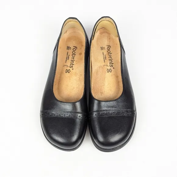 Footprints by Birkenstock Black Leather Round Toe Loafers Size 41