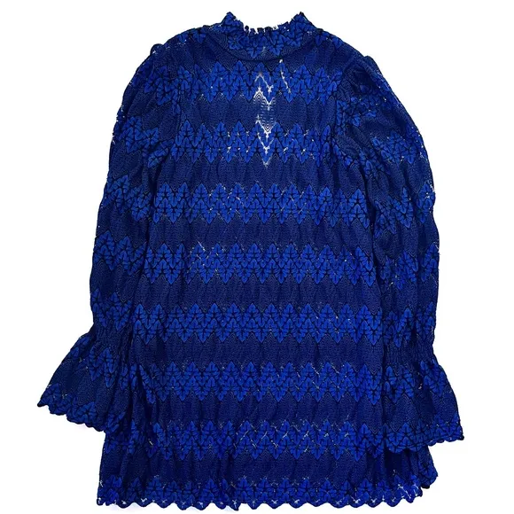 FP Free People Women’s Simone Lace Mini Dress in Blue / Black (XS)