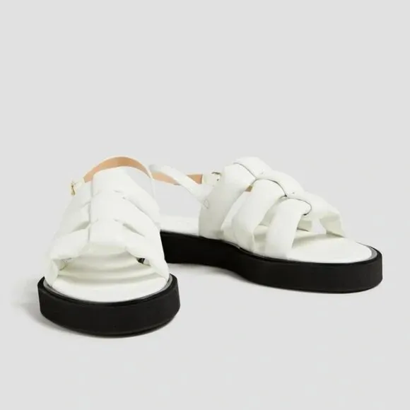 Frame Le Weston Sandals NEW White Padded Faux Leather Caged Platform Size 37.5