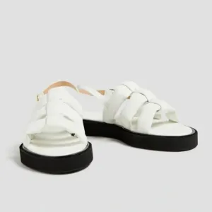 Frame Le Weston Sandals NEW White Padded Faux Leather Caged Platform Size 37.5