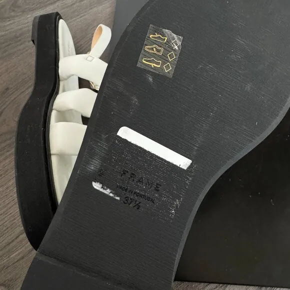 Frame Le Weston Sandals NEW White Padded Faux Leather Caged Platform Size 37.5