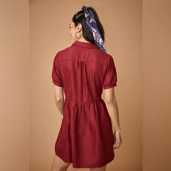 Francesca’s - Rayna Front Pocket burgundy Faux Suede Mini Dress - MED - NWT