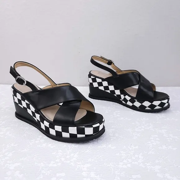 Francesco V. Slingback Platform Wedge Sandals ~ Vera Pelle