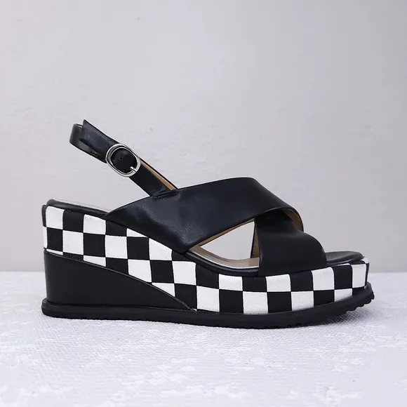 Francesco V. Slingback Platform Wedge Sandals ~ Vera Pelle