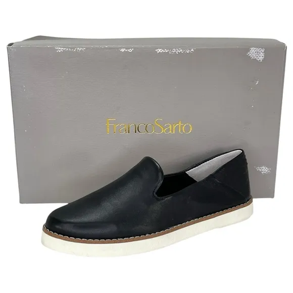 Franco Sarto Iconic Black Leather Womens Loafers Size 5M