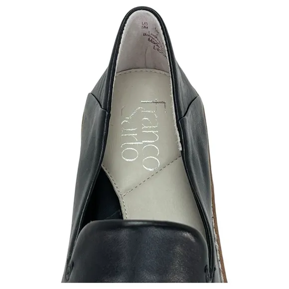 Franco Sarto Iconic Black Leather Womens Loafers Size 5M