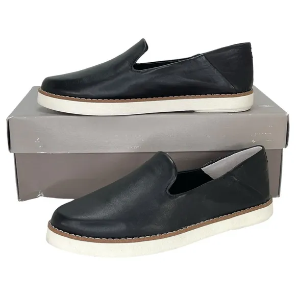 Franco Sarto Iconic Black Leather Womens Loafers Size 5M