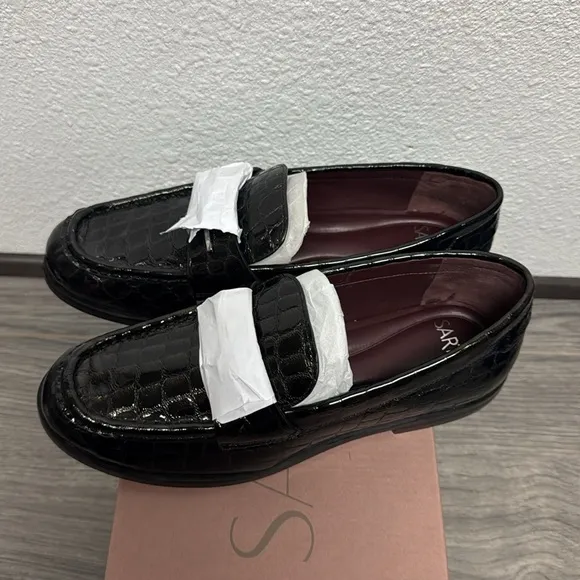 Franco Sarto Riley Loafer In Black Croc Print Leather