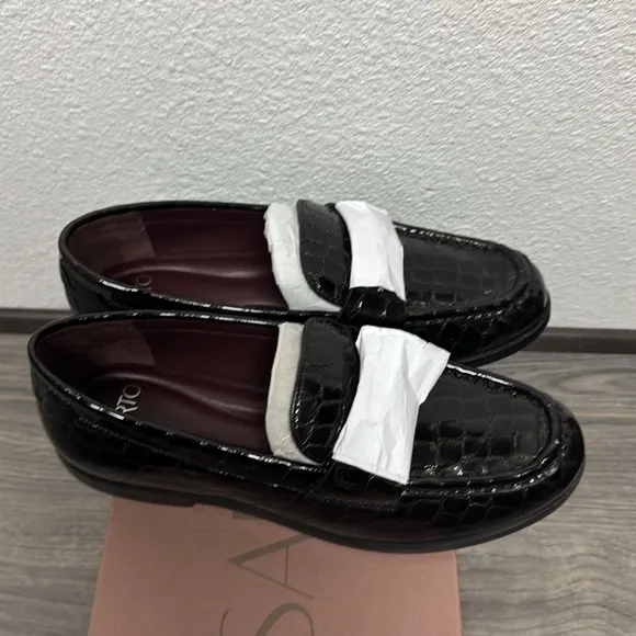 Franco Sarto Riley Loafer In Black Croc Print Leather
