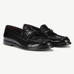Franco Sarto Riley Loafer In Black Croc Print Leather