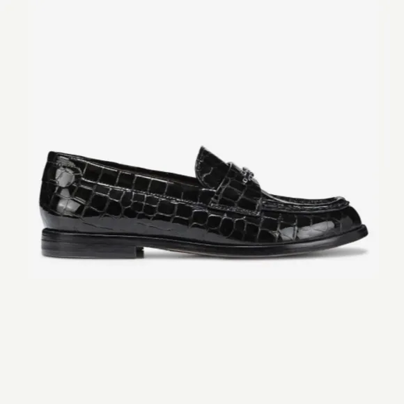Franco Sarto Riley Loafer In Black Croc Print Leather