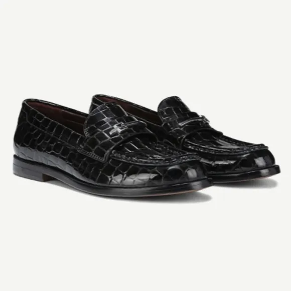 Franco Sarto Riley Loafer In Black Croc Print Leather