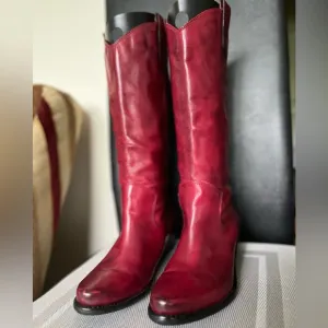 FRANCO SARTO WALINDA NWOT AUTHENTIC OXBLOOD RED SOFT LEATHER COWBOY BOOTS