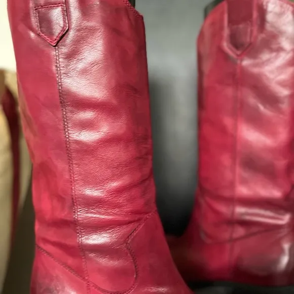 FRANCO SARTO WALINDA NWOT AUTHENTIC OXBLOOD RED SOFT LEATHER COWBOY BOOTS