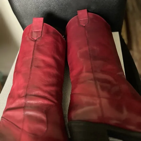 FRANCO SARTO WALINDA NWOT AUTHENTIC OXBLOOD RED SOFT LEATHER COWBOY BOOTS