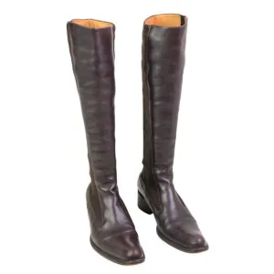 FREE LANCE BROWN GENUINE LEATHER MID HEEL ELASTIC SIDES PULL ON TALL BOOTS Sz 36