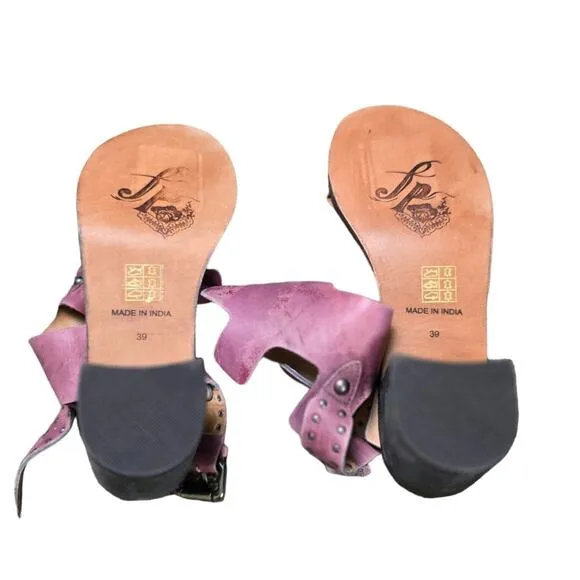 Free people Happiness Heeled Sandals size 39 missing top strap see photos