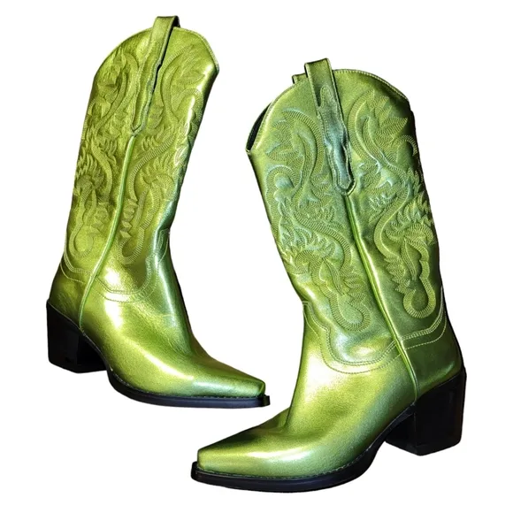 FREE PEOPLE Jeffrey Campbell  Dagget Metallic Western Boots Size 6