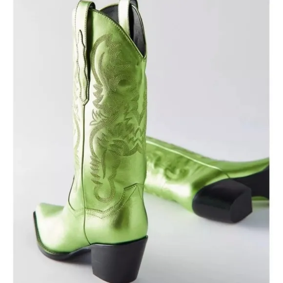 FREE PEOPLE Jeffrey Campbell  Dagget Metallic Western Boots Size 6