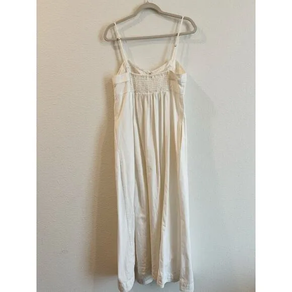 Free People Just Jill White Button Front Maxi Dress Cottage Style Size Small
