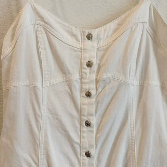 Free People Just Jill White Button Front Maxi Dress Cottage Style Size Small